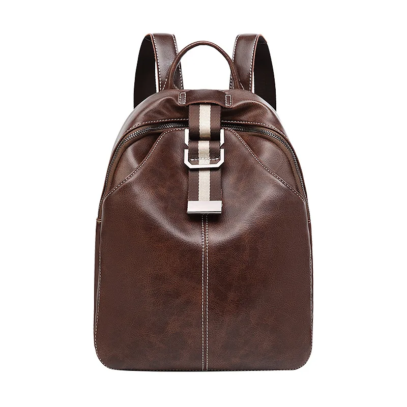 

Backpack Women's 2019 New Style Korean-style Fashion Hundred Casual Ride Leather Backpack Large Capacity Soft Leather WOMEN'S Ba
