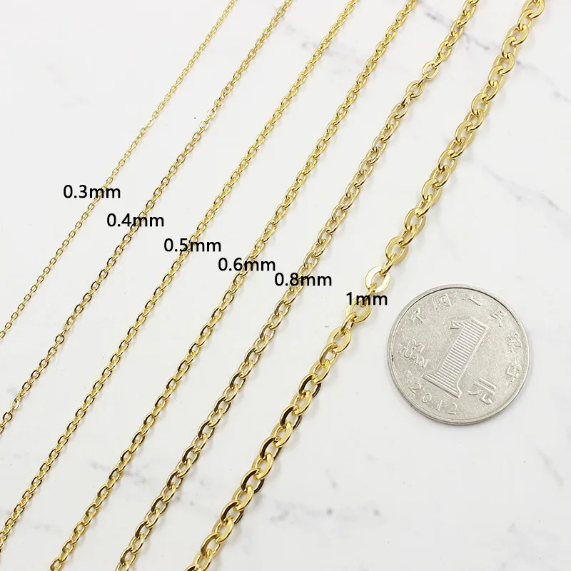 

5 Yards 316L Stainless Steel Flat Link Cable Bulk Chain 1mm 1.5mm 2mm 2.5mm 3mm for DIY Necklace Jewelry Making Findings Crafts