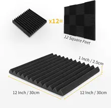 Panneaux d'isolation acoustique en mousse pour barre KTV, 48 pièces, 300x300x25mm, pour insonorisation, coins de Studio