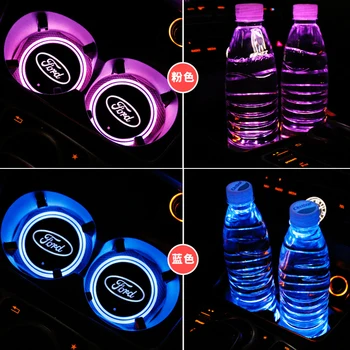 

1PCS USB Pad Luminous Light Car Anti Slip Water Coaster Mat for Ford Mk2 Mk3 Mk4 Mk5 Mk7 Fiesta FOCUS 2 3 4 5 Ranger Fusion Auto