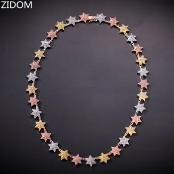 

Men hiphop Iced out bling star chain necklace pave setting zircon 18i-20inch long Chains Necklaces Hiphop jewelry For unisex