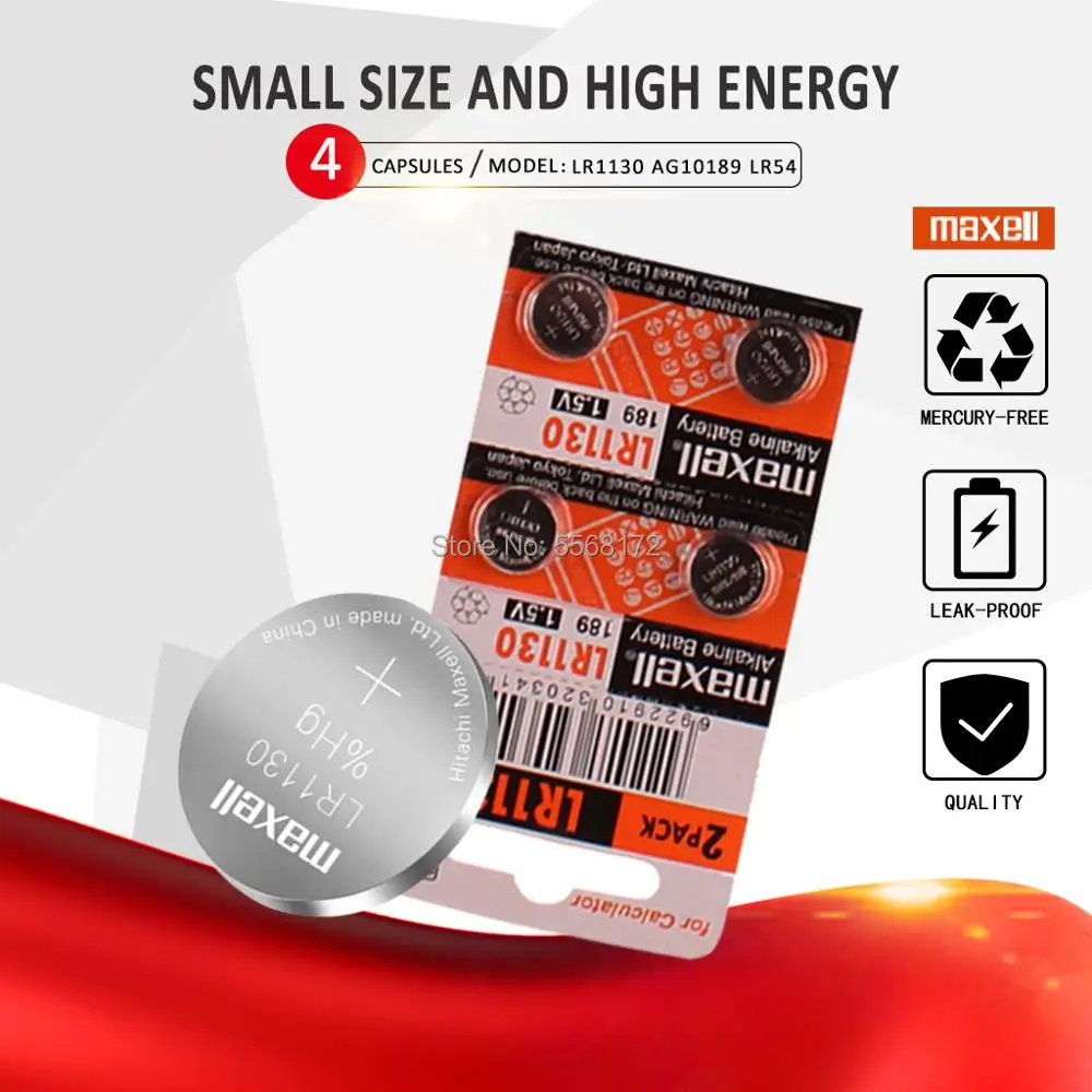 AG10 батарея 4 шт. для Maxell LR1130 LR54 монетные пуговичные элементы 1 5 В щелочные D189 D389 D390