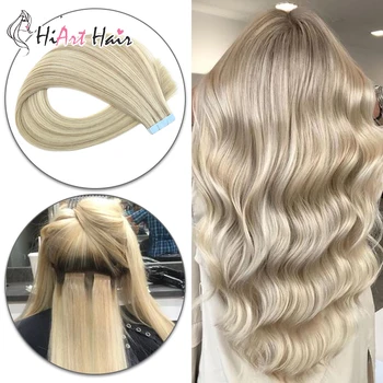 

HiArt 2.5g Tape Hair Extensions Salon Double Drawn Human Remy Hair Adhesive Tape Extensions Straight Russian Hair 18"20"22"