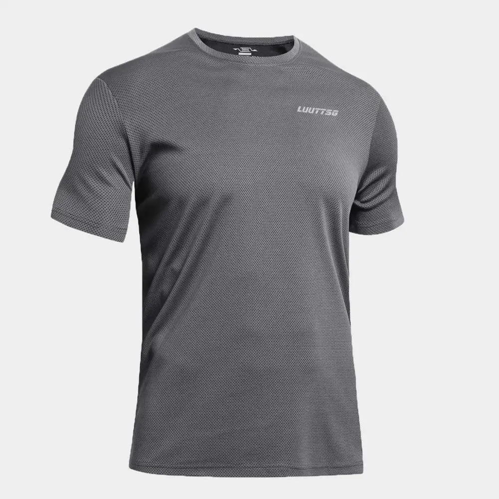 dark gray Новые футболки для бега мужская футбольная спортивная одежда Джерси быстросохнущие Компрессионные спортивные футболки для фитнеса бега спортивные майки - Цвет: dark gray