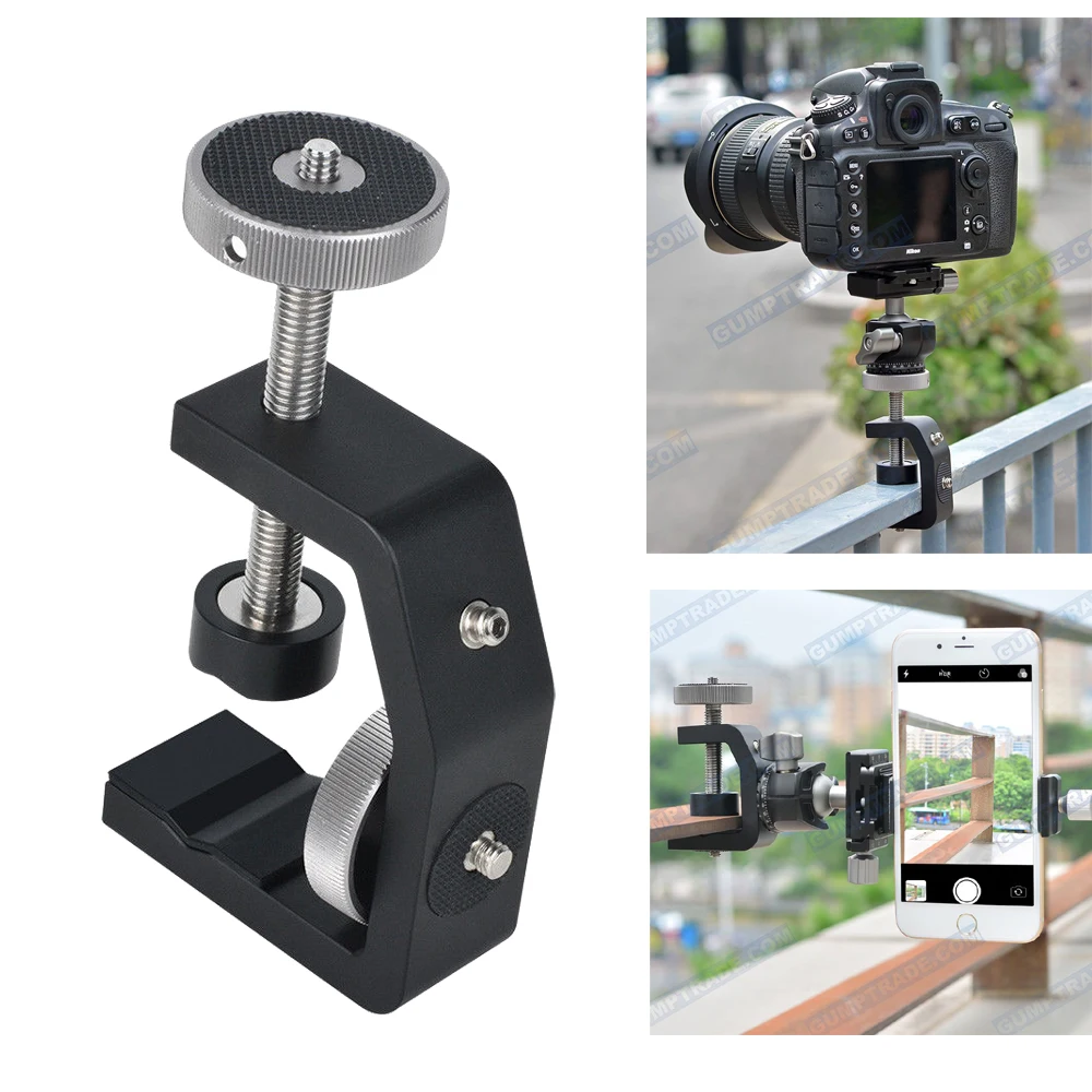 Aluminum C U Clamp Holder Clip With 1 4 Screw Adjustable Camera Mount Clamps Bracket Stand 