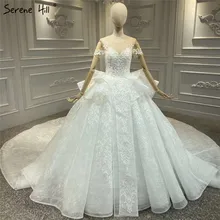 High end Luxury Vintage Ivory O Neck Wedding Dresses 2020 Short Sleeves Beading Sequins Bride Gowns HA2330 Custom Made