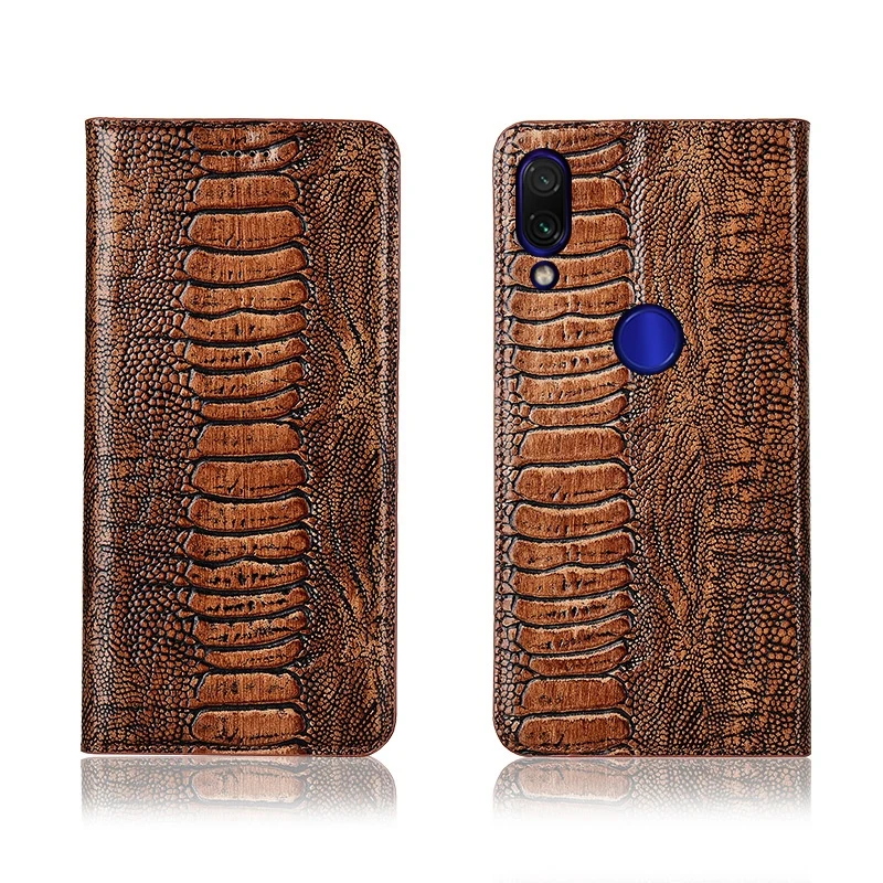 

Ostrich foot pattern genuine leahther phone bag for Xiaomi Redmi Note 7 magnetic phone case for Redmi Note 7 Pro flip cover capa