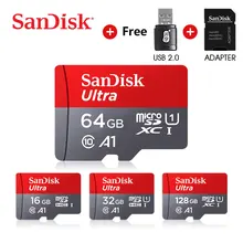 Двойной Флеш-накопитель SanDisk micro sd 128 Гб 64 ГБ 32 ГБ оперативной памяти, 16 Гб встроенной памяти, 98 МБ/с. TF usb флэш-карта памяти, мicro sd 8 ГБ/48 МБ/с. class10 продукт