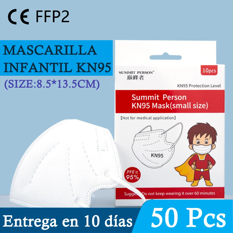Envío en 10 días KN95 niños máscara para 5-15 años chico FFP2 máscara infantil máscara filtro facial respirador reutilizable FPP2 FPP3 FFP3