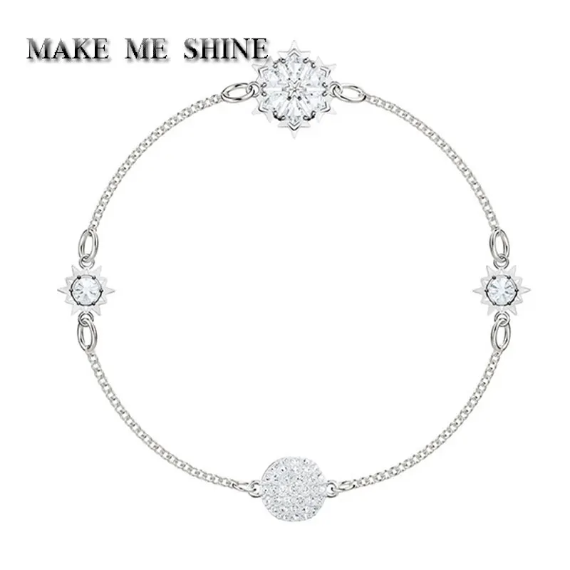 Женский элегантный браслет SWA из чистого серебра со снежинками, цепочка на руку, браслет с дьявольским глазом, магнитный очаровательный браслет, подарок для девочек