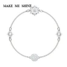 Женский элегантный браслет SWA из чистого серебра со снежинками, цепочка на руку, браслет с дьявольским глазом, магнитный очаровательный браслет, подарок для девочек