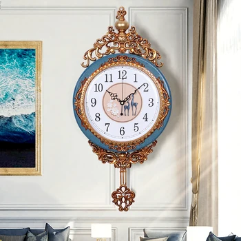 

Retro Gold Swing Clocks Wall Home Decor Nordic Large Luxury Wall Clock Creative Living Room Watch Reloj Home Decoration FZ704