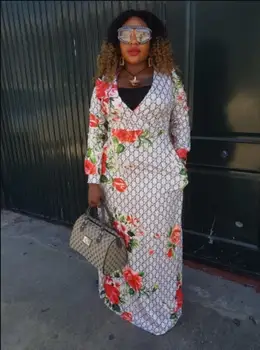 

Elegant African Design Print Dashiki Dress Loose Hijab Muslim Bazin Maxi Robe Gowns Broder Riche Sexy Lady Evening Party