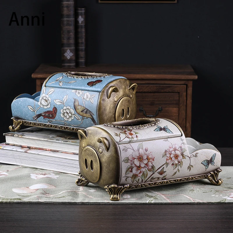 

Креативные полимерные коробки для салфеток, европейская винтажная копилка, декоративная бумажная коробка для хранения полотенец, украшения для гостиной с цветочным рисунком