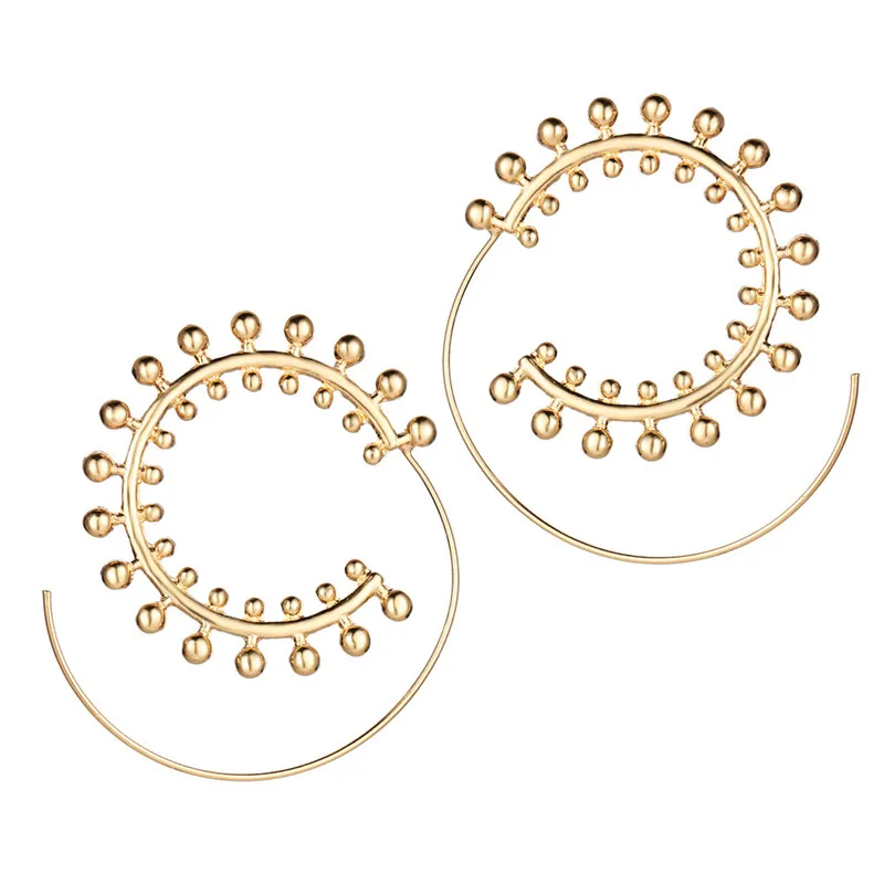 

8Seasons Fashion Women Hoop Earrings Gold Silver Color Dots Gear Whirlpool Style Trendy Accessories Creative Jewelry,1Pair