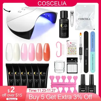 

COSCELIA Nail Builder Gel Extending Crystal Jelly Poly Nail Gel Set Kit UV Gel Nail Art Tips For Manicure Tools Decorations