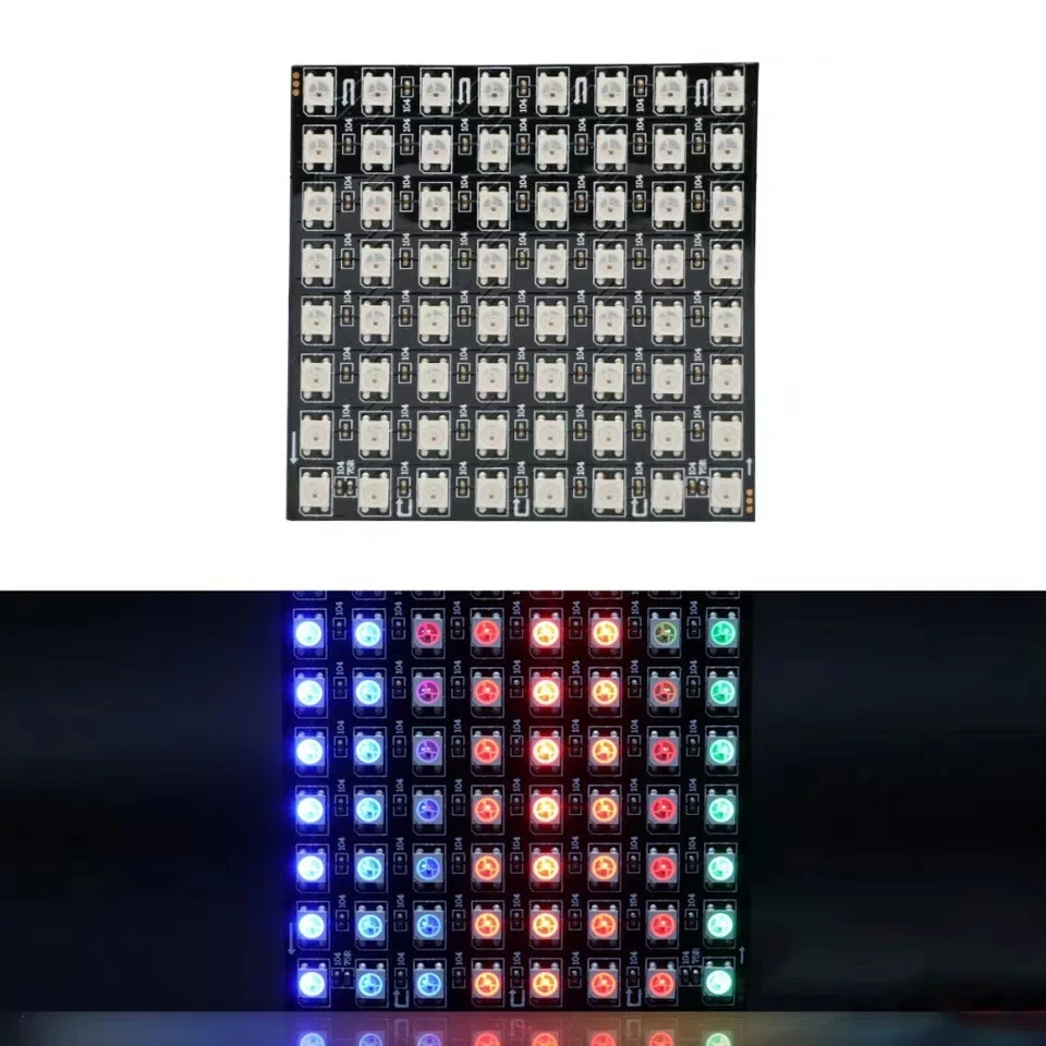 1 pcs 8x8 Pixel WS2812B LED Heatsink chip Digital Individually addressable led module Panel Flexible DIY Display Board DC5V