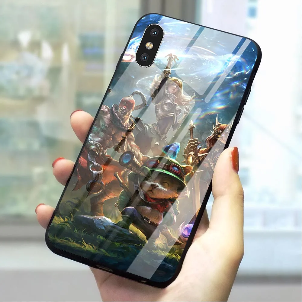 

Pattern League of Legends lol Teemo Lee Sin Phone Case for iPhone X Cover 6 6S XR Xs Max 8 Plus 7 5S 5 SE Glass Cases Back