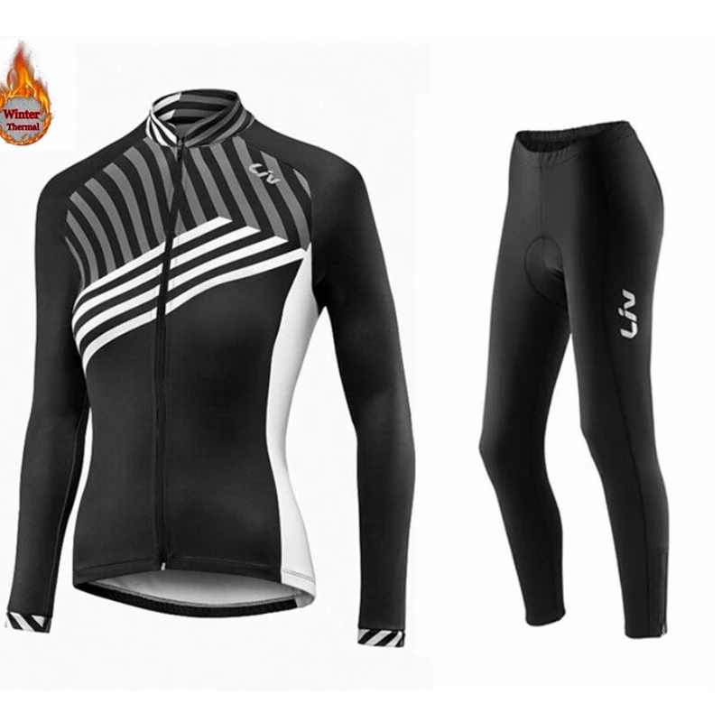 

2019 LIV women winter thermal bike clothes windproof rode bicycle clothing suits roupa ciclismo jacket cycling jersey sets