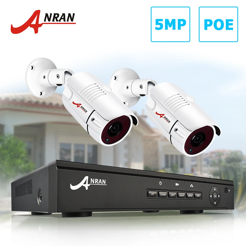 ANRAN 2CH 5MP комплект видеонаблюдения Камера камера CCTV безопасности Системы для дома