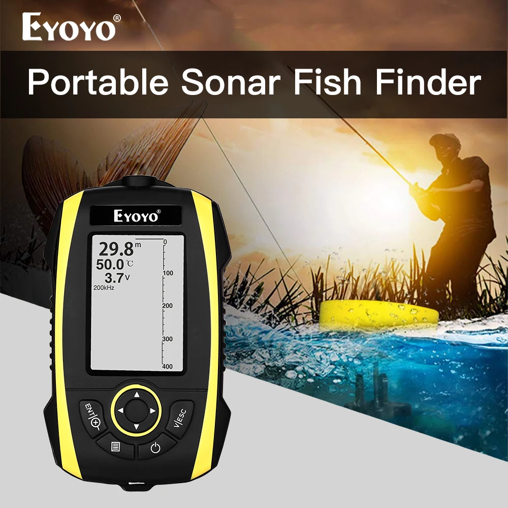 

Eyoyo E4 Portable Fish Finder Sonar Sensor Transducer Echo Sounder Alarm Detector 0.6-72m Depth Fishfinder Sea sondeur peche