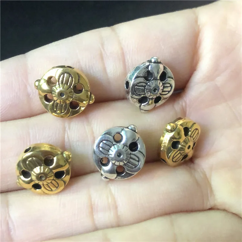10pcs Round Flower Perforation Spacer Beads Connectors For Jewelry