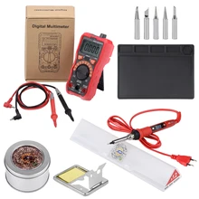 

QHTITEC JCD Soldering Iron Kits with Digital Multimeter Adjustable Temperature 220V Welding Equipment Rework Station for Home