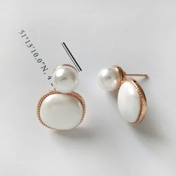 

Simple Style Pearl Light Blue Court Style Earrings Ladies Jewelry Gift Simple style pearl light cyan court style earrings