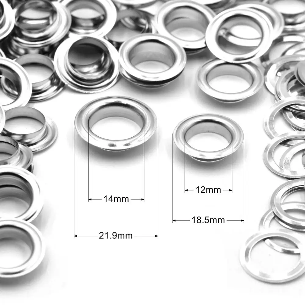 Yuecoom 100 Set Gancio Per Lacci delle Scarpe, 9x14mm Anello a D con Occhiello Fibbia Borsa in Pelle Per Scarpe in Ottone Strumento Rivetto Fai da Te