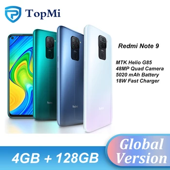 

New Global Version Xiaomi Redmi Note 9 Smartphone 4GB RAM 128GB ROM MTK Helio G85 Octa core 18W 5020 mAh Battery 6.53" 48MP Came