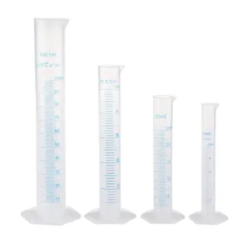 

PIXNOR 4pcs Transparent Measuring Plastic Graduated Cylinder 10ml / 25ml / 50ml / 100ml