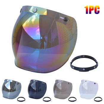 

3 Snap Anti Fog Retro Scratch Resistant Motorcycle Helmet Lens Set Frame Bubble Visor Windshield Universal Durable Riding
