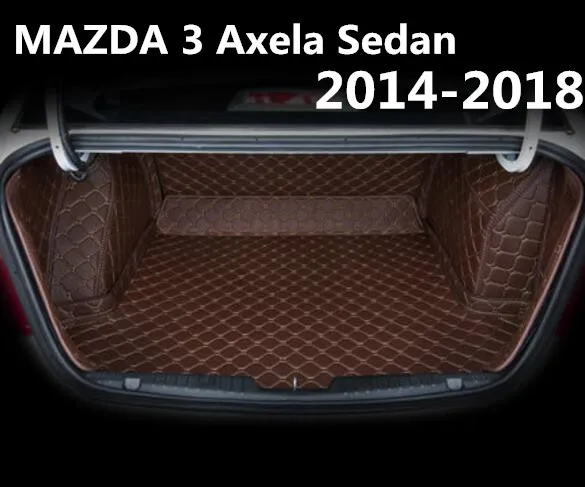 

Car Embroidery Leather Full Rear Trunk Tray Liner Cargo Mats Floor Protector Pad Mats For MAZDA 3 Axela Sedan 2014-2018