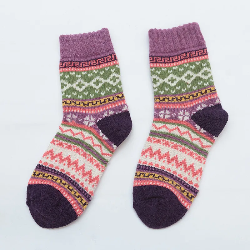 Женские зимние носки, новинка, подарочные носки, винтажные мягкие милые Носки с рисунком, толстые шерстяные теплые удобные носки унисекс - Цвет: 04