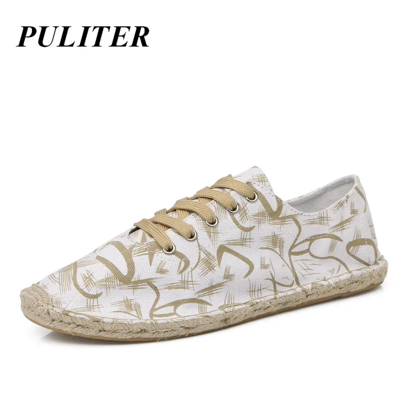

Men Canvas Boat Shoes Casual Plimsolls Designer Espadrilles Fisherman Summer Breathable Lace Up Hemp Shoes Alpargatas PUTILER