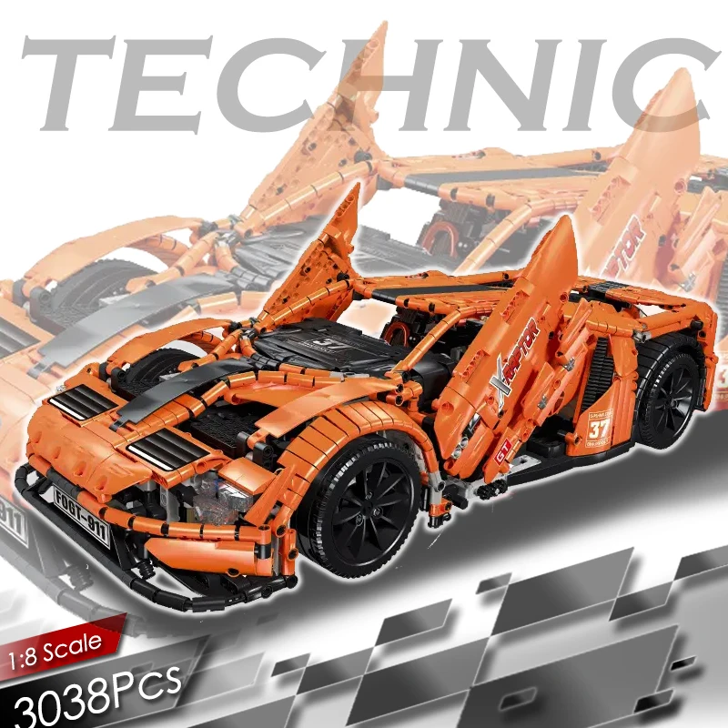 3038 шт 1:8 Technic спортивный гоночный автомобиль набор кирпичей супер строительные