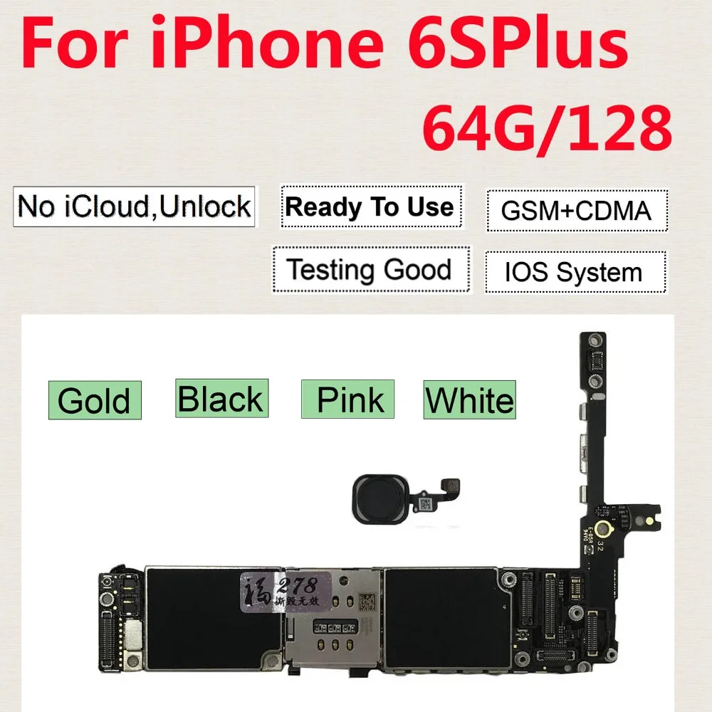 Бесплатный iCloud разблокирован для iPhone 6S Plus материнская плата и кнопка Touch ID 16 Гб 64 Гб 128 ГБ 6S+ белый золотой черный розовый