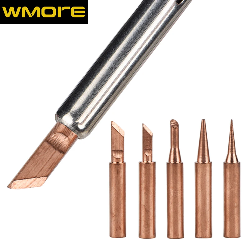 

WMORE soldering iron tips 5pcs/set 900M-T pure copper Lead-free soldering tip suit for 908S 908 welding solder station iron tip