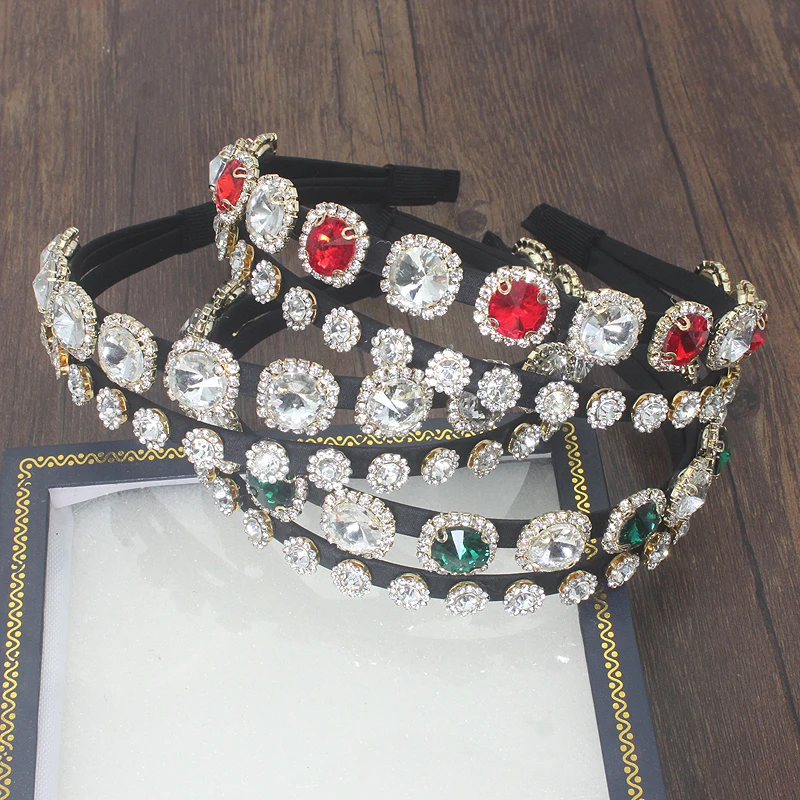 

Retro Personality Headband Baroque Rhinestone Double Headband Korean Version of the Trend Headband Two Headband For Women