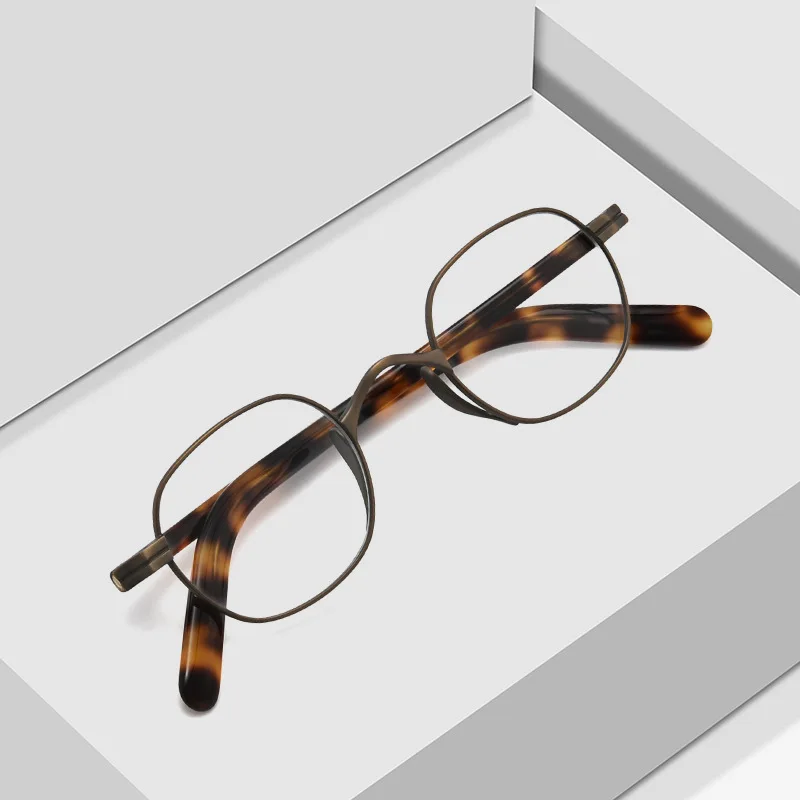 Japanese Handmade Square Titanium Acetate Glasses Frame Men Retro