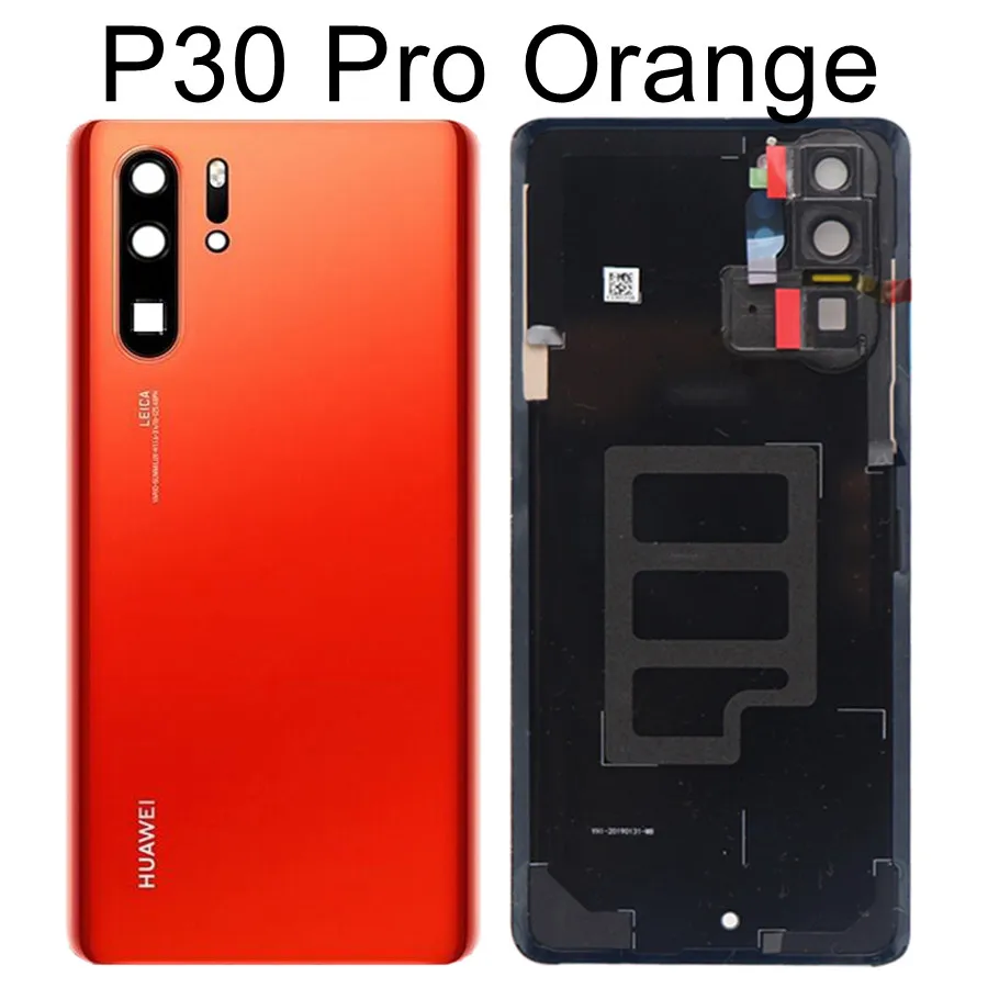 Для huawei P30 Pro Задняя крышка батареи Задняя стеклянная дверь Корпус чехол VOG L04 для huawei P30 крышка батареи+ объектив камеры ELE L09 L29 - Цвет: P30 Pro Orange