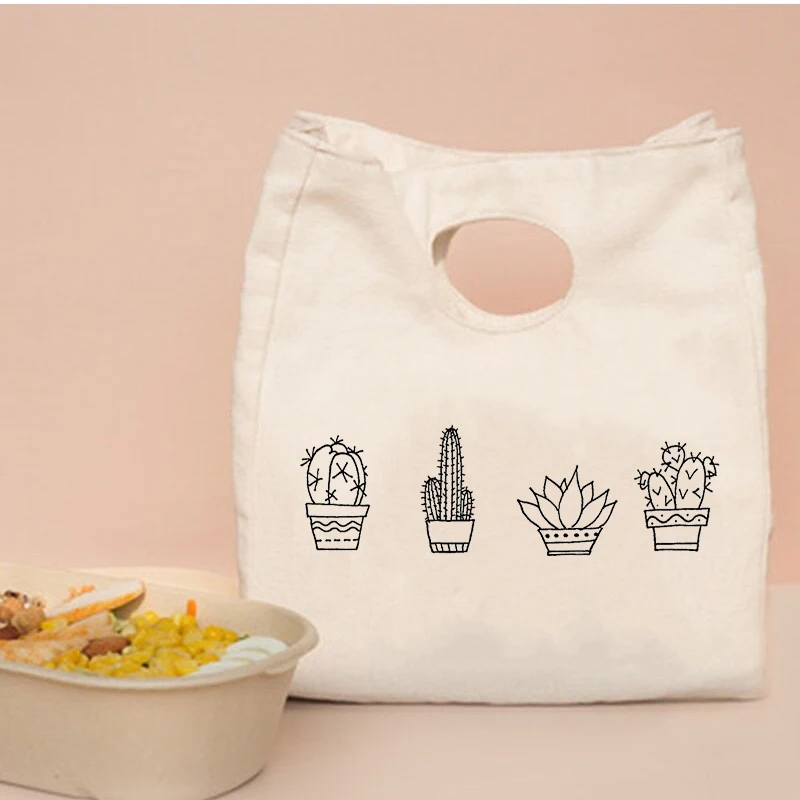 Tropical Plant Cactus Print Fresh Cooler Bags Canvas Portable