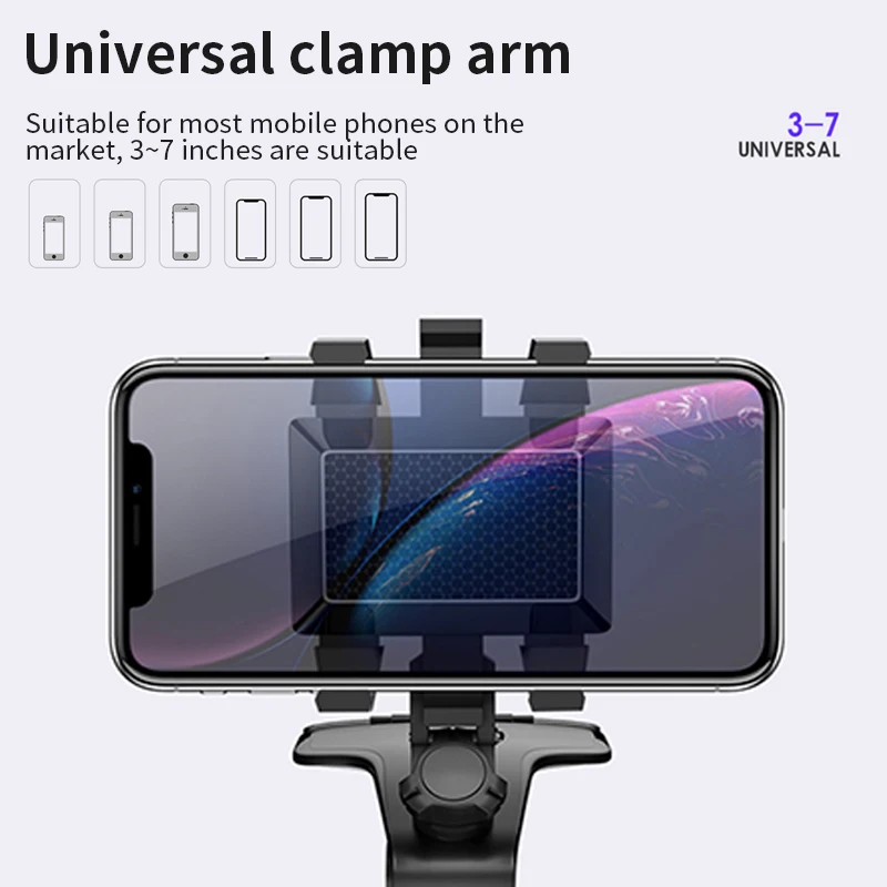 ABS Black Car Phone Holder for Dashboard Sun Visor Rearview Mirror