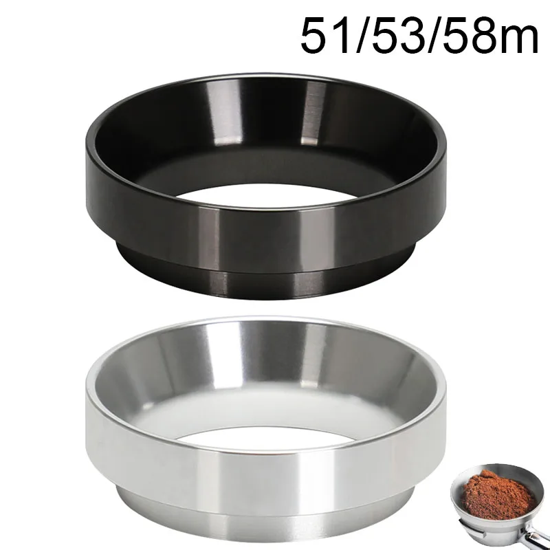 Aluminum Alloy Material Dosing Funnel Practical Espresso Stainless Steel Coffee Powder Ring 58mm for Brewing Bowl for Portafilters Black