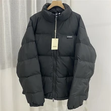

Winter Vetements Down Jacket Zipper-up Collar Men Women 1:1 High Quality Thicken Coat Embroidery Letter Vetements Windbreaker