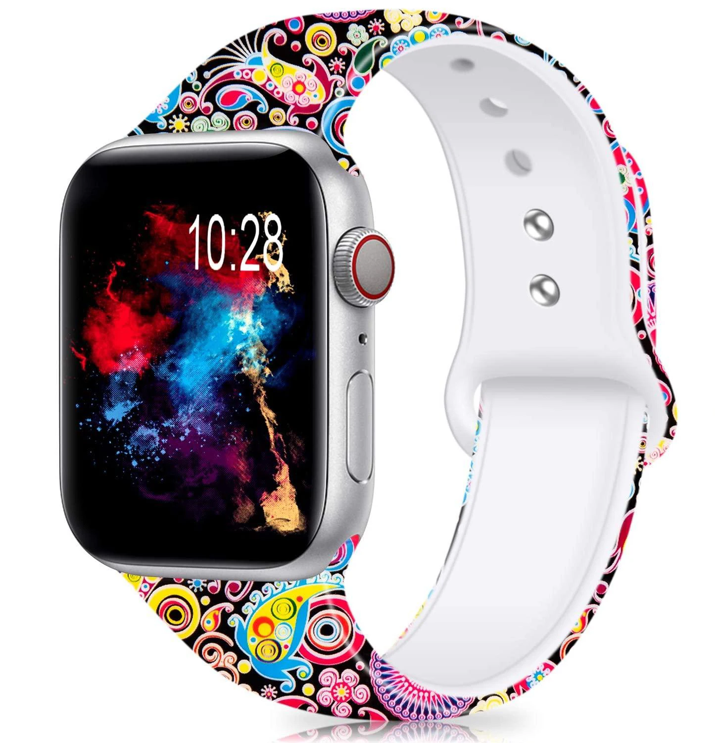 Ремешок силиконовый для Apple Watch Band 40 мм 44 спортивный браслет с принтом iWatch band 38 42