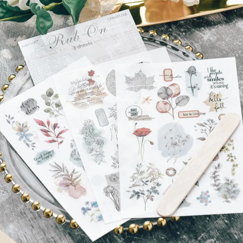 RUB ON Plant Numbers Sticker Scrapbooking Junk Journal Crafts Transfer Stickers DIY Photo Albums Decorative