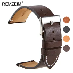 Elegant Calfskin Genuine Leather Quick Release Watch Strap - 20mm (Dark brown)