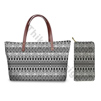 

Women Handbag Aztec Tradition Printing Handbags&Purse For Ladies 2pcs/set Shoulder Totes Females Fall Beach Bags 2020 New Custom