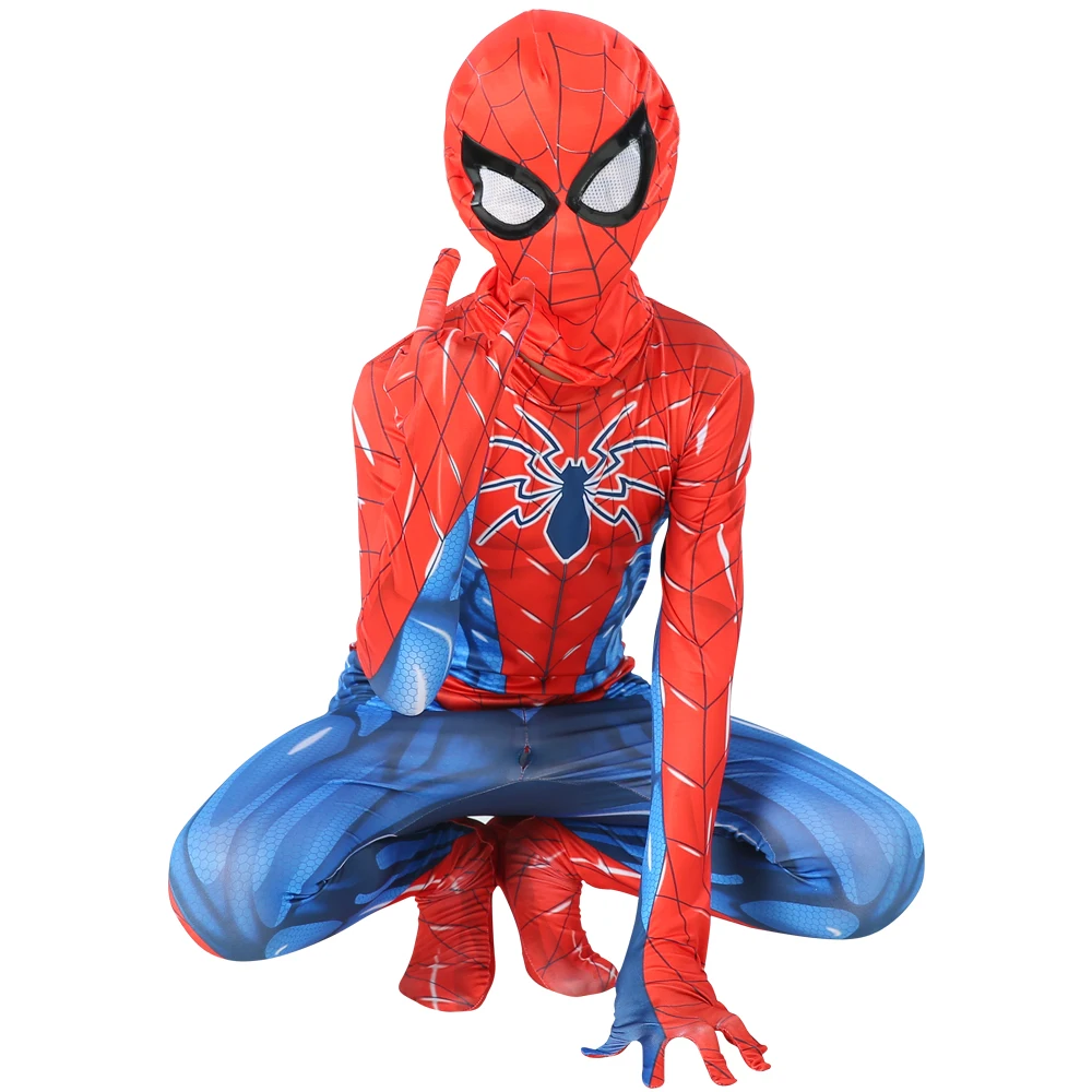 

SpiderHero Man Costumes Anime Cosplay With Hat Adult Siamese Muscles Children Party Performance Ball Dress Up Red